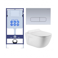 Комплект инсталляции с подвесным унитазом AQUATEK с сиденьем и кнопкой SET AQUATEK ДИВА-014 4в1